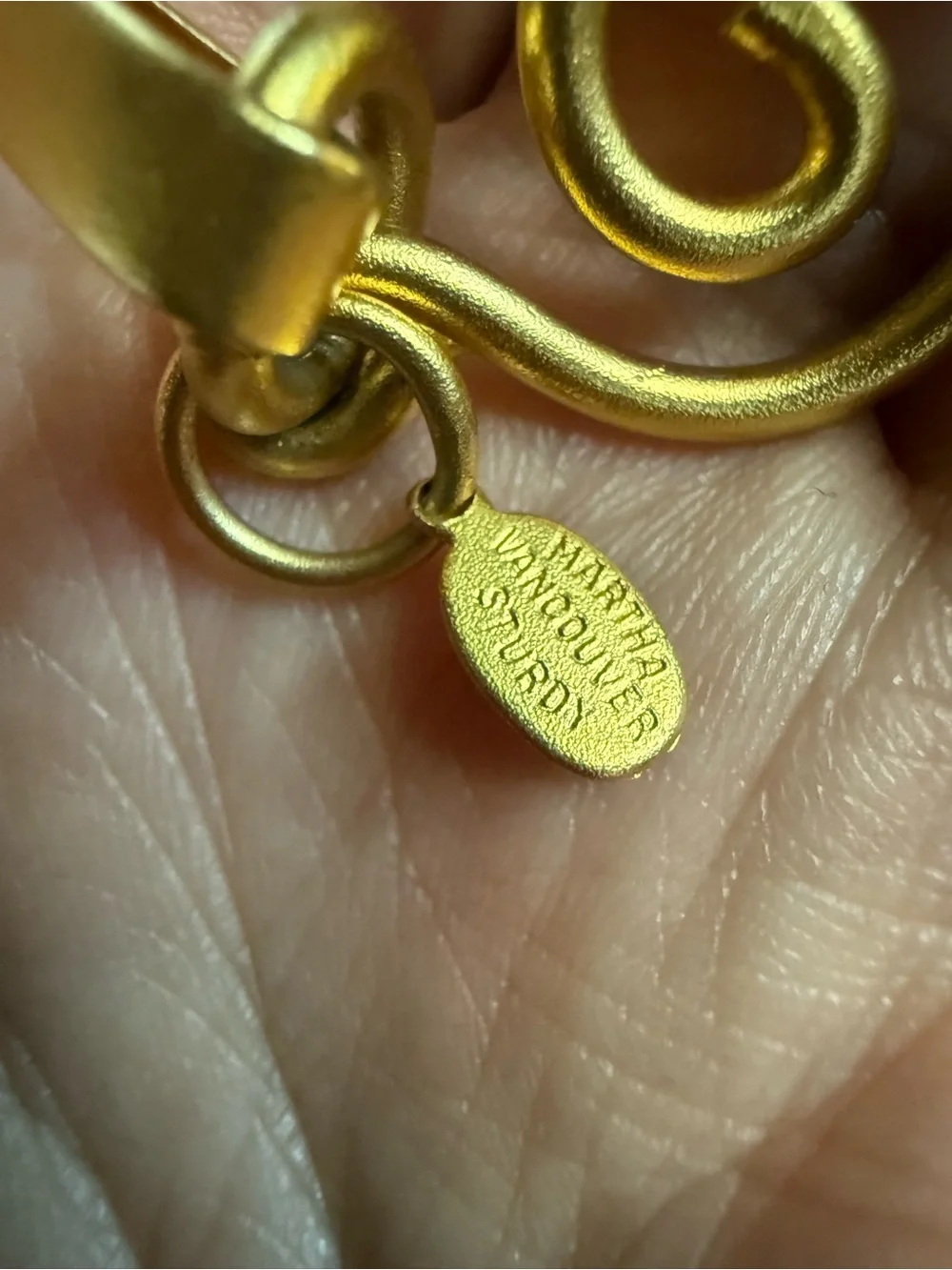 Martha Sturdy Chain Bracelet Gold Plated Matte Finish Modernist Post Modern - Picture 8 of 9